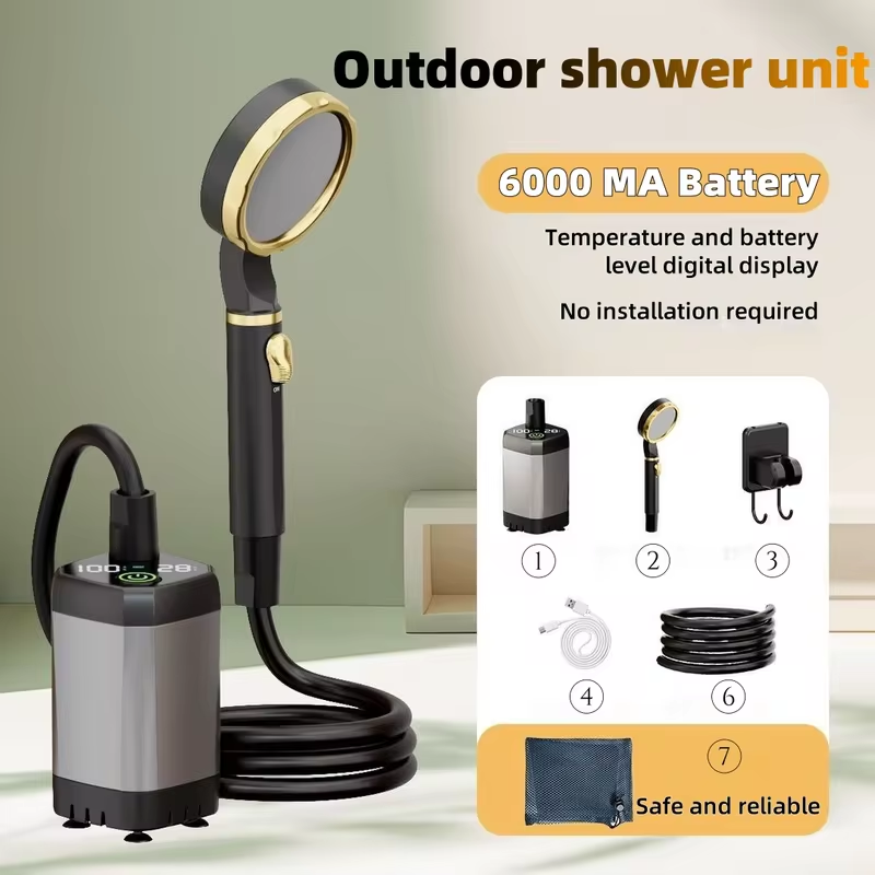 وحدة دش كهربائية محمولة للاستخ - مراجعة Portable Camping Shower وسعره