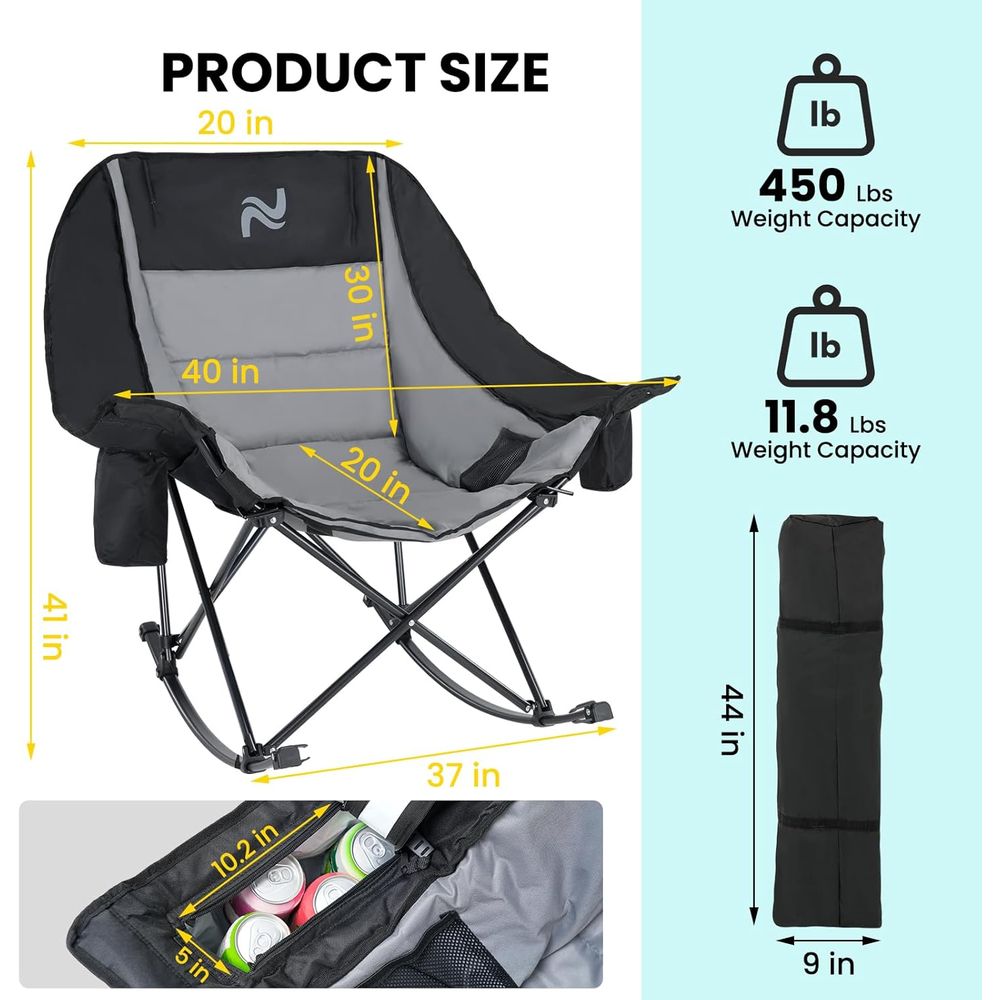 كرسي هزاز محمول للاستخدام الخا - مراجعة Outdoor Camping Rocker وسعره