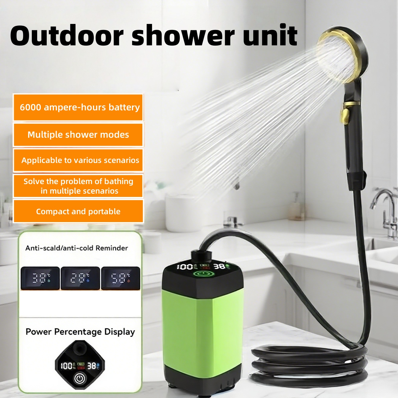 وحدة استحمام كهربائية محمولة ل - مراجعة Portable Camping Shower وسعره