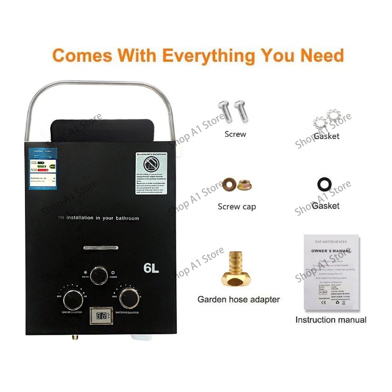 سخان مياه 6 لتر للتخييم في اله - مراجعة Outdoor Camping Hot Water Heater وسعره