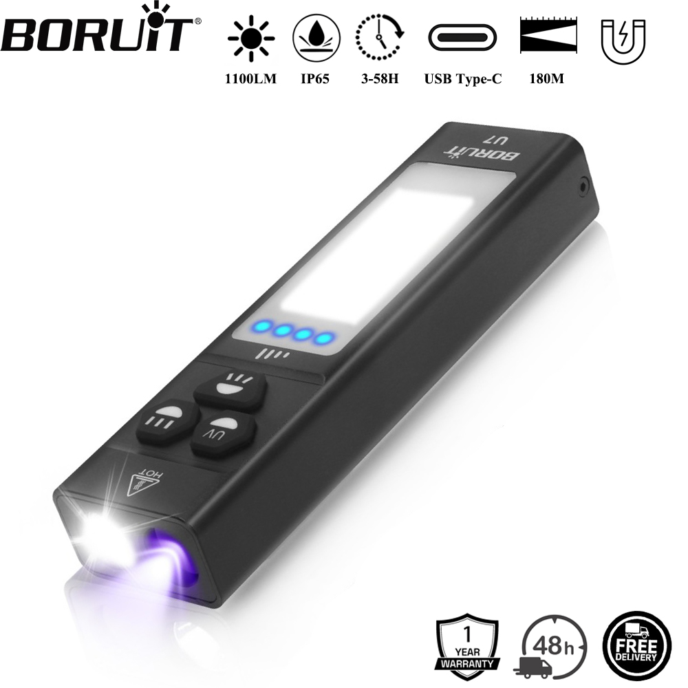 BORUiT U7 UV LED EDC مصباح يدو - مراجعة Battery Outdoor Camping وسعره