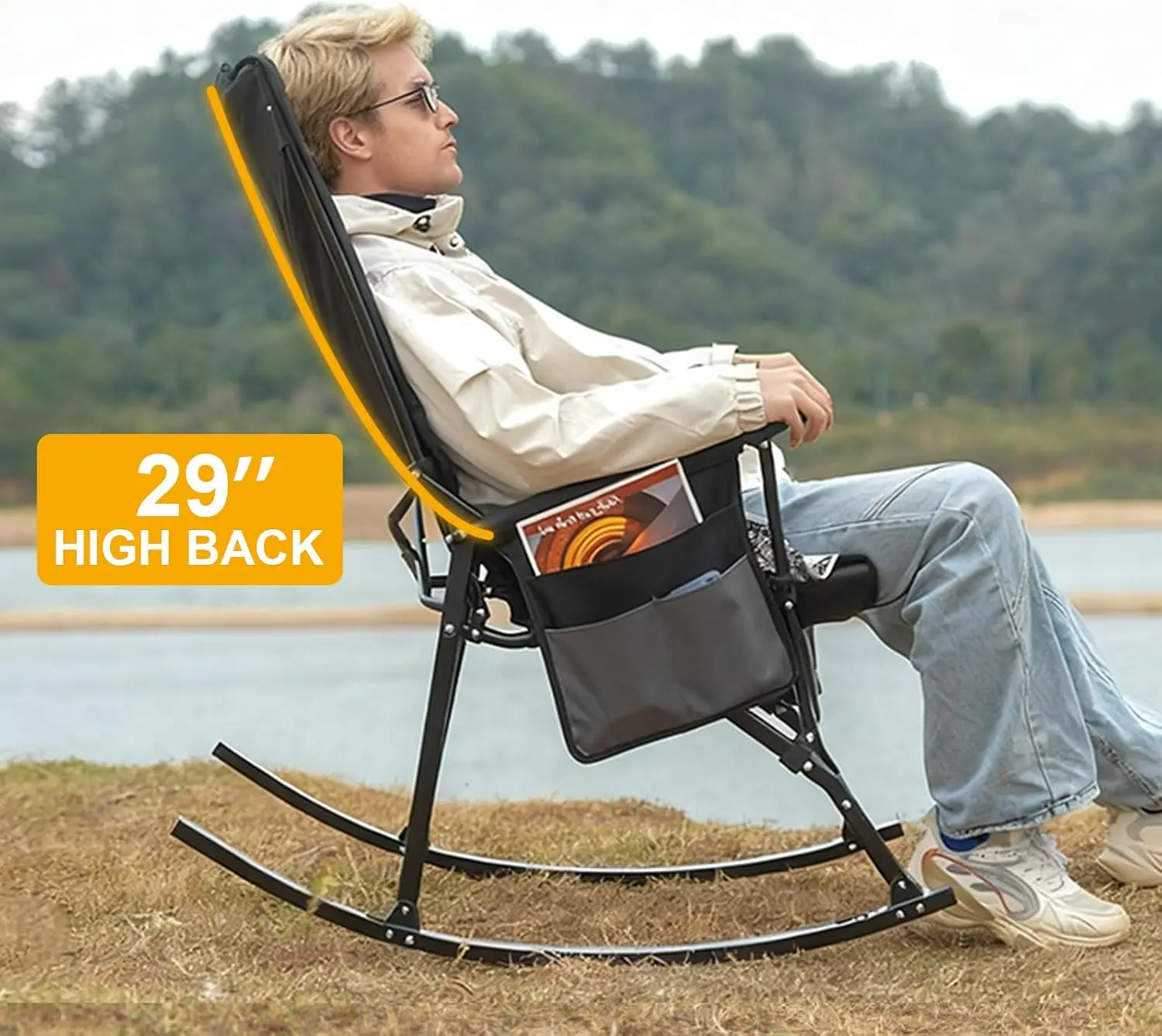 كرسي هزاز محمول بظهر مرتفع مع  - مراجعة Outdoor Camping Rocker وسعره
