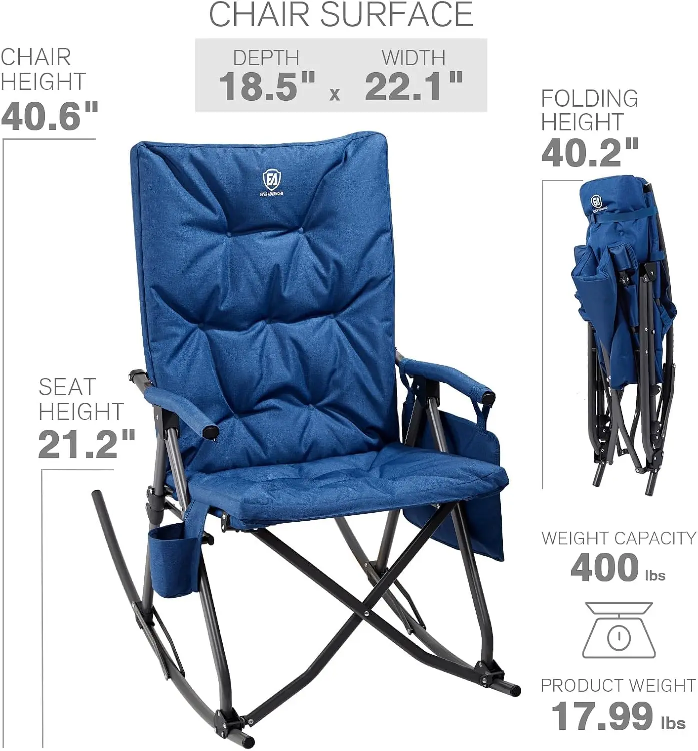 كرسي تخييم هزاز قابل للطي كبير - مراجعة Outdoor Camping Rocker وسعره
